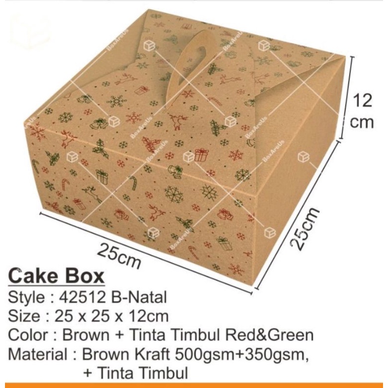 

42512 B-Natal Box Kue Cake Packaging Natal Christmas Hampers Kemasan Kotak Dus Bolu