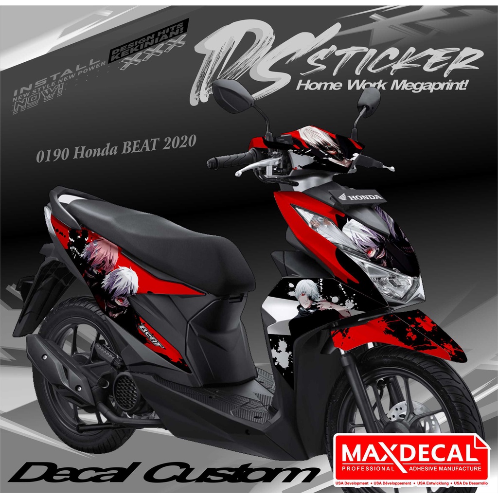0190 Stiker Decal Fullbody List Motor Beat 2020 Motif Anime Hitam Merah