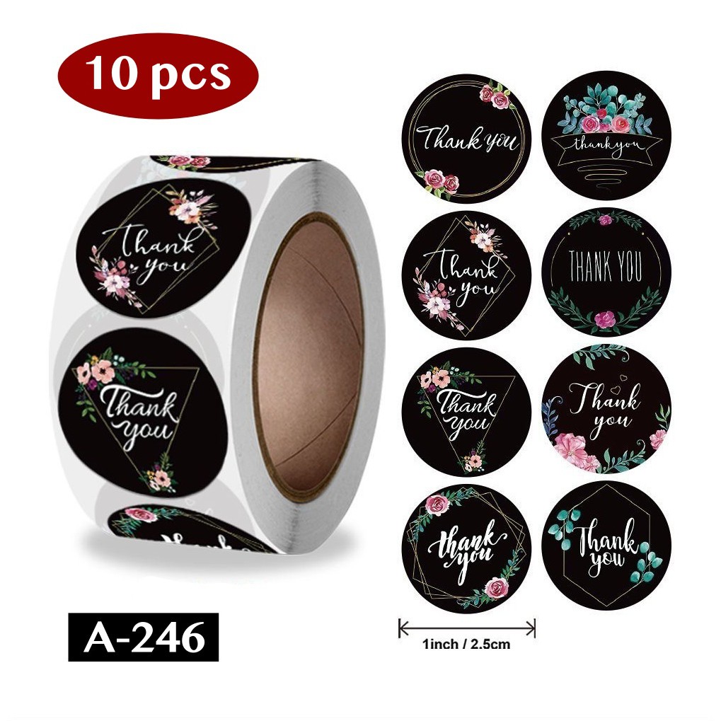 AliMaMa - STIKER THANK YOU 10 PCS - Sticker Terima Kasih Segel Olshop Online Shop Packaging Packing Souvenir Suvenir Import Murah Medan-A-246