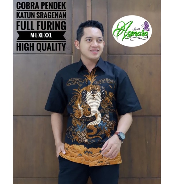 Batik Pria COBRA Pendek Katun Full Furing Murah