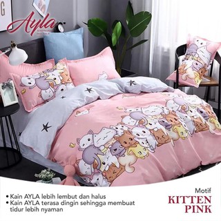  Sprei  katun lokal motif  kucing cat motif  anak  perempuan  