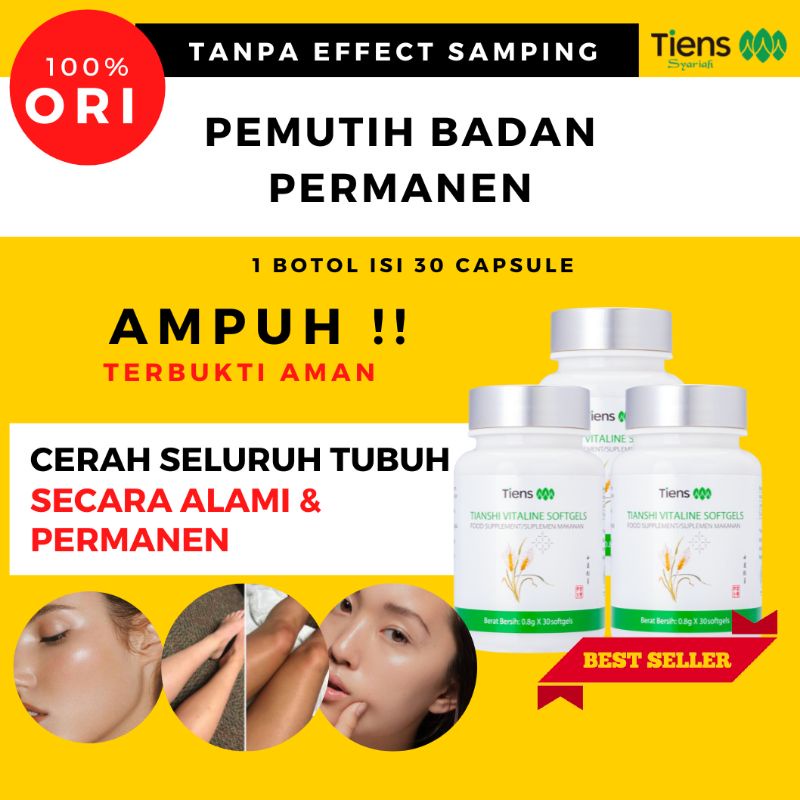 Pil Vitamin Kulit Collagen Pemutih Badan Seluruh Tubuh Vitaline Original Ampuh Permanen Bpom