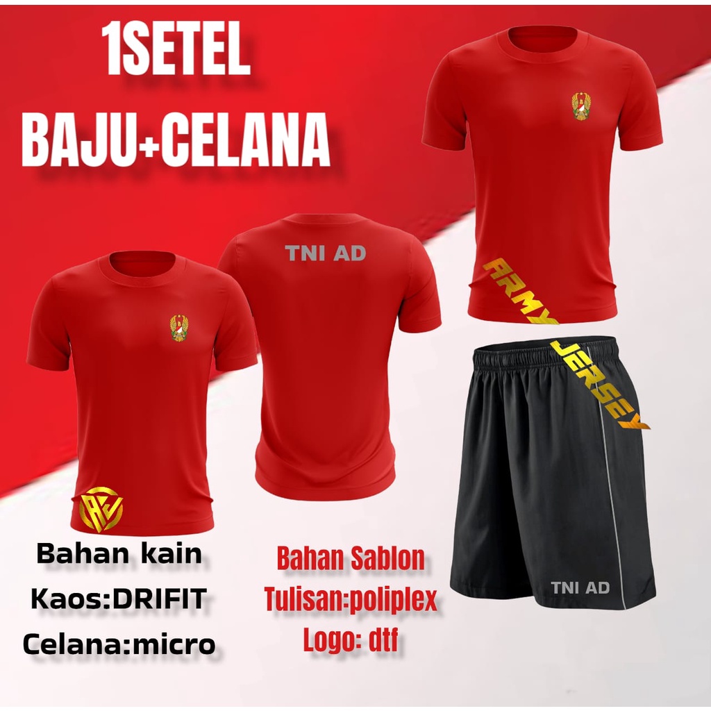 Baju Kaos Jersey TNI AD/setelan olahraga jersey TNI AD bahan drifit