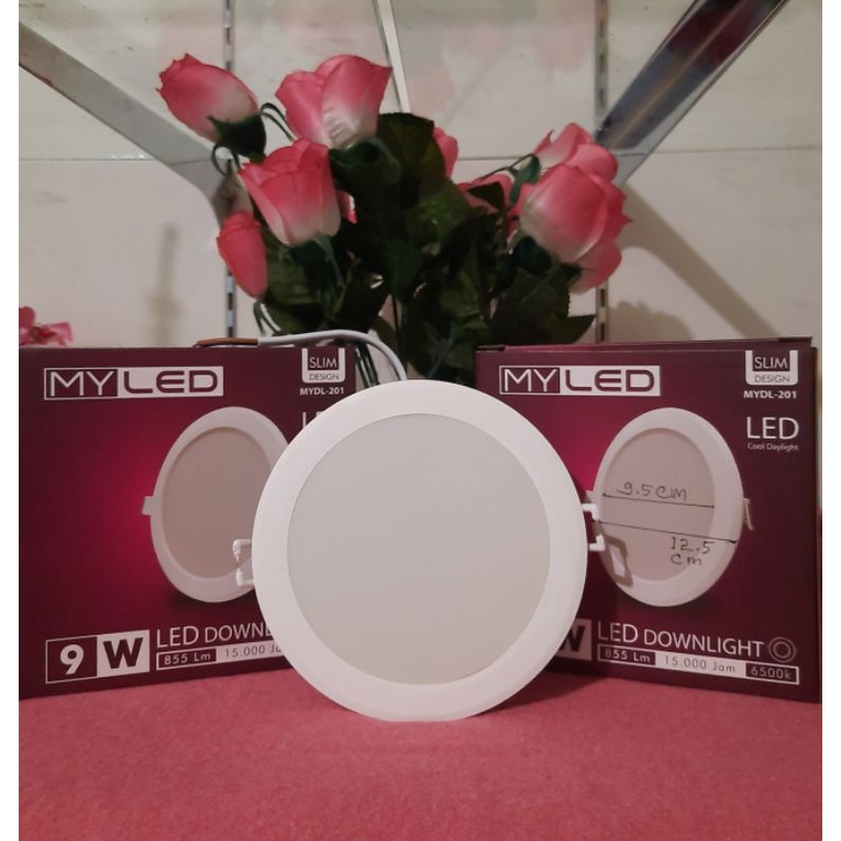 Lampu Downlight Led 9w cahaya putih terang. Led Panel Ib bulat 3in 9 watt