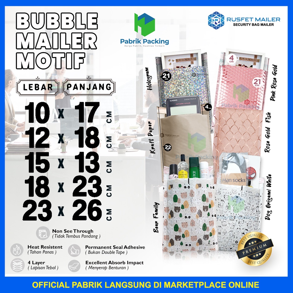 

Bubble Mailer Rusfet Variant Motif | Amplop Bubble Packing Variant Motif Premium Termurah Satuan