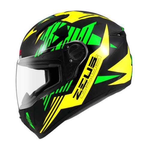 ZEUS ZS811 WHITE AL28 GREEN | HELM FULL FACE | ORIGINAL ZEUS