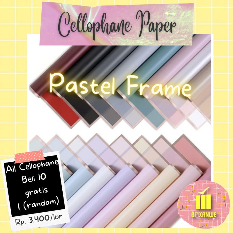 

cellophane | kertas wrapping bunga | Korean style | motif pastel frame