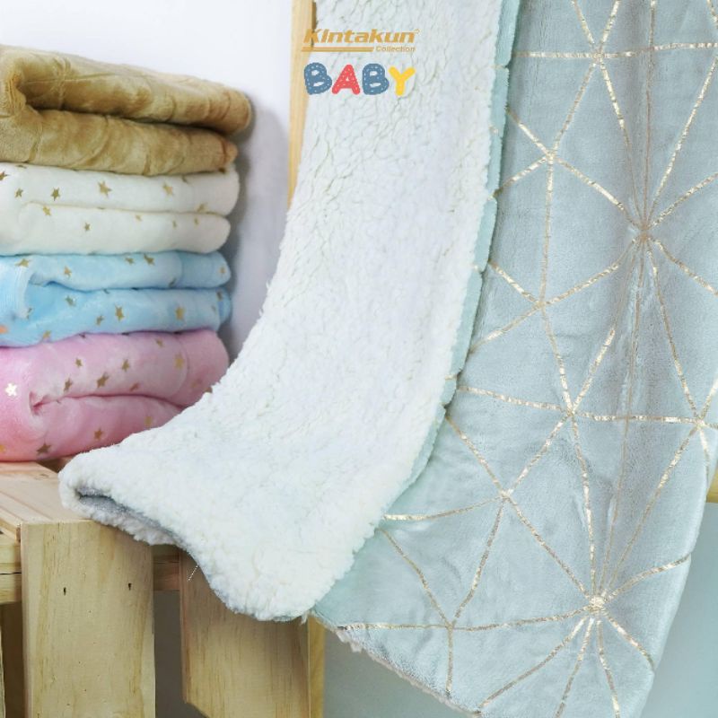 Selimut bayi Kintakun x cuit sherpa foil baby 76x102 lembut halus dan empuk (pre order 6 hari)
