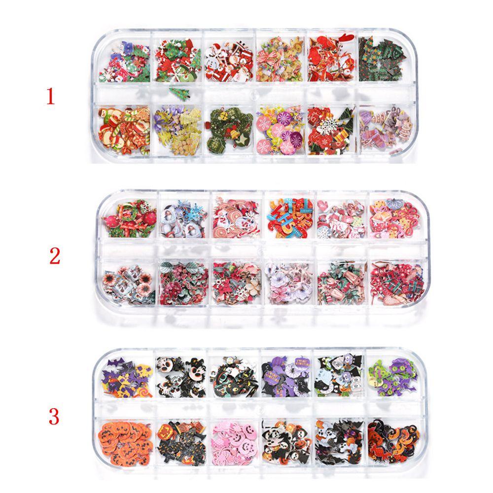 R-flower Nail Art Glitter Sequin Natal Stocking Maple leaf Ghost Skeleton Glitter Untuk Kuku