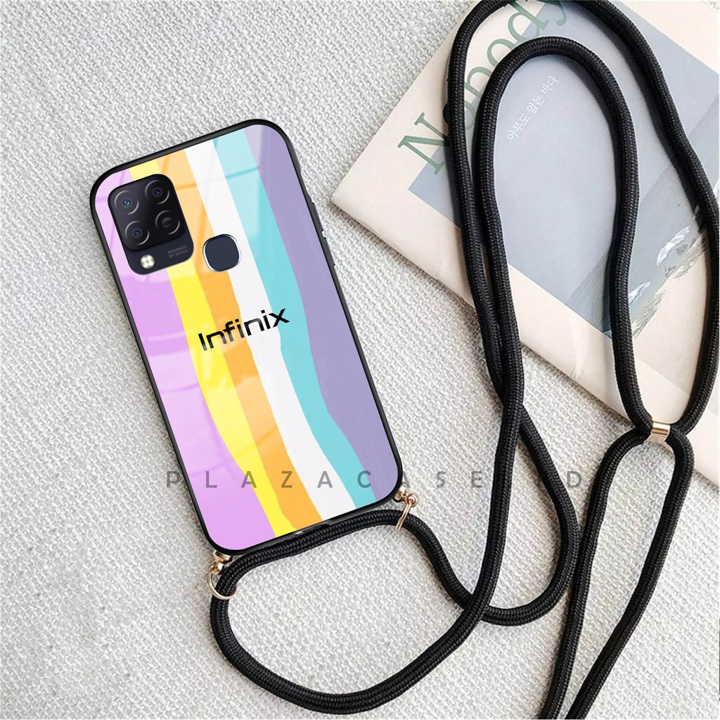 Softcase Glass Kaca + Tali - K108 - For Infinix Hot 10 Hot 10S Hot 10 Play Hot 9 Play Smart 5 - Case Lucu - Case Infinix Hot 10 - Casing Hp Infinix Hot 10s - Casing Hp Infinix Hot 10 Play - Kesing Smart 5 - Softcase Hot 9 Play - Sarung Hp Hot 10