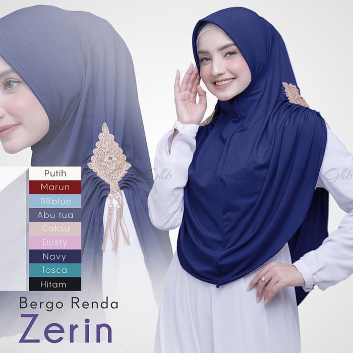 Hijab Bergo Renda Syari Zerin Zersey Zoya Antem