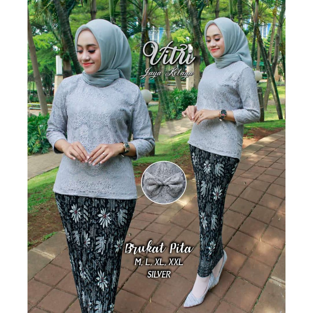 set kebaya brukat blouse pita new