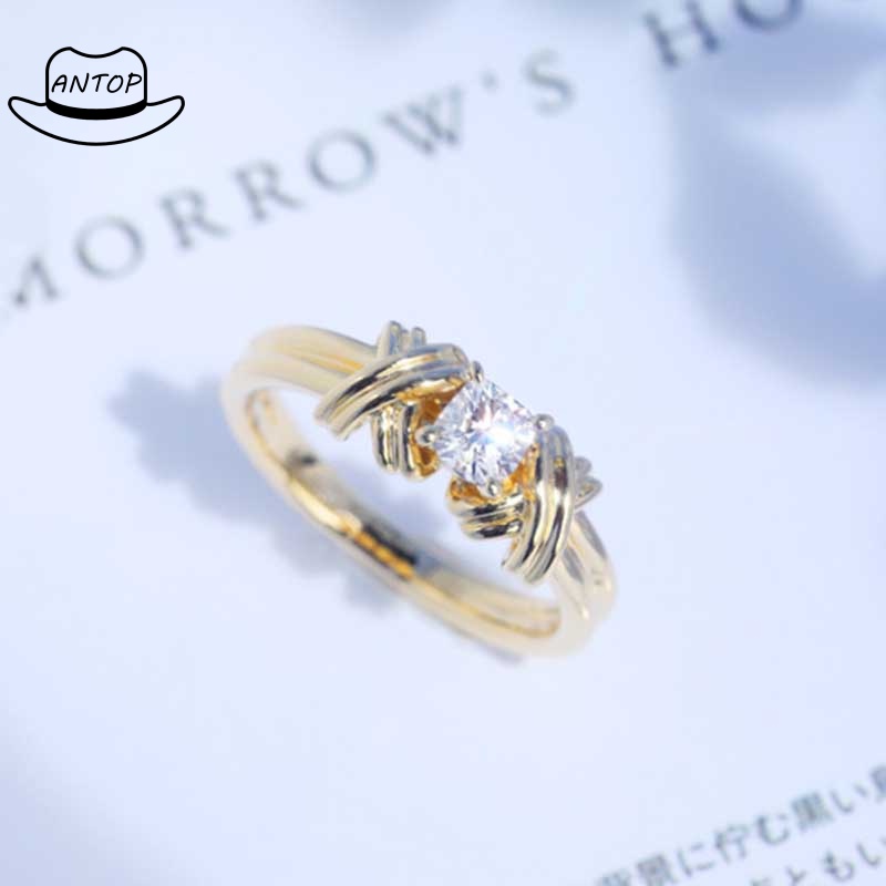 Baru Eropa Dan Amerika Retro Kristal Cincin Berlian Cincin Titanium Perhiasan Fashion ANTOP