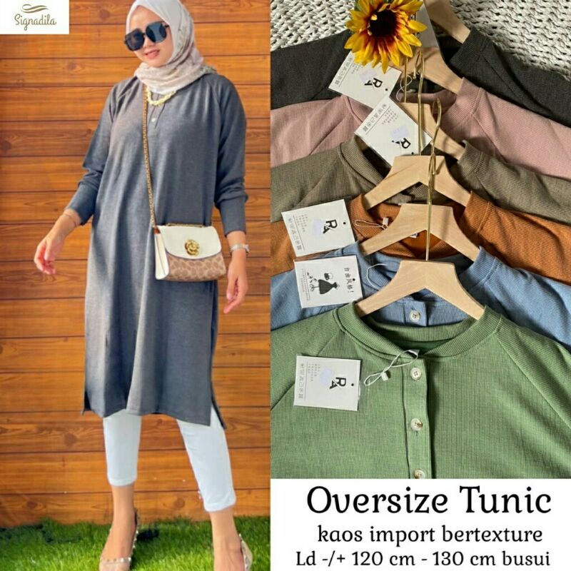 Oversize Tunik black dusty pink hijau lumut brick blue green tunic panjang cewe Kaos import new ootd