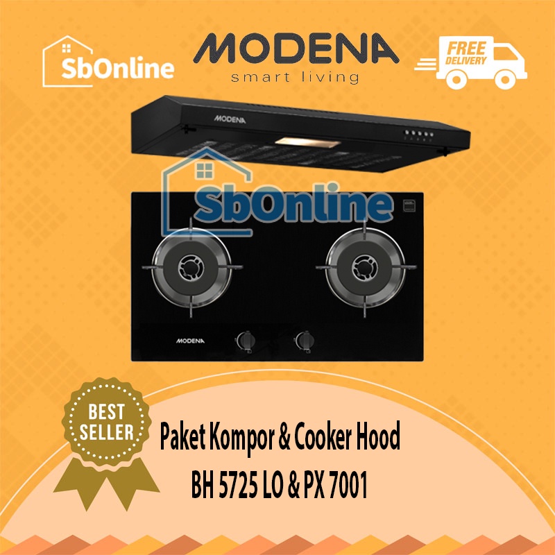 MODENA Paket Kompor dan Cooker Hood - BH 5725 LO &amp; PX 7001