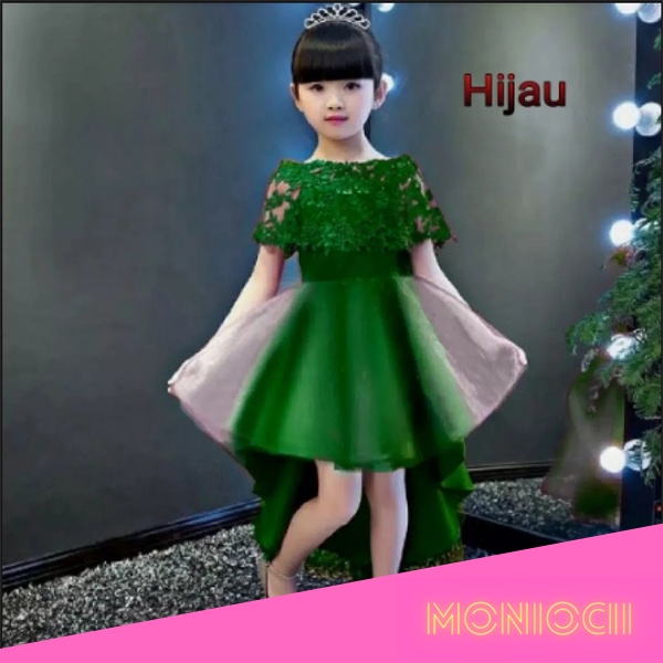 Termurah Baju Dress Anak Brokat Brukat Import Pesta Natalan Merah Usia 5-8Ulang Tahun