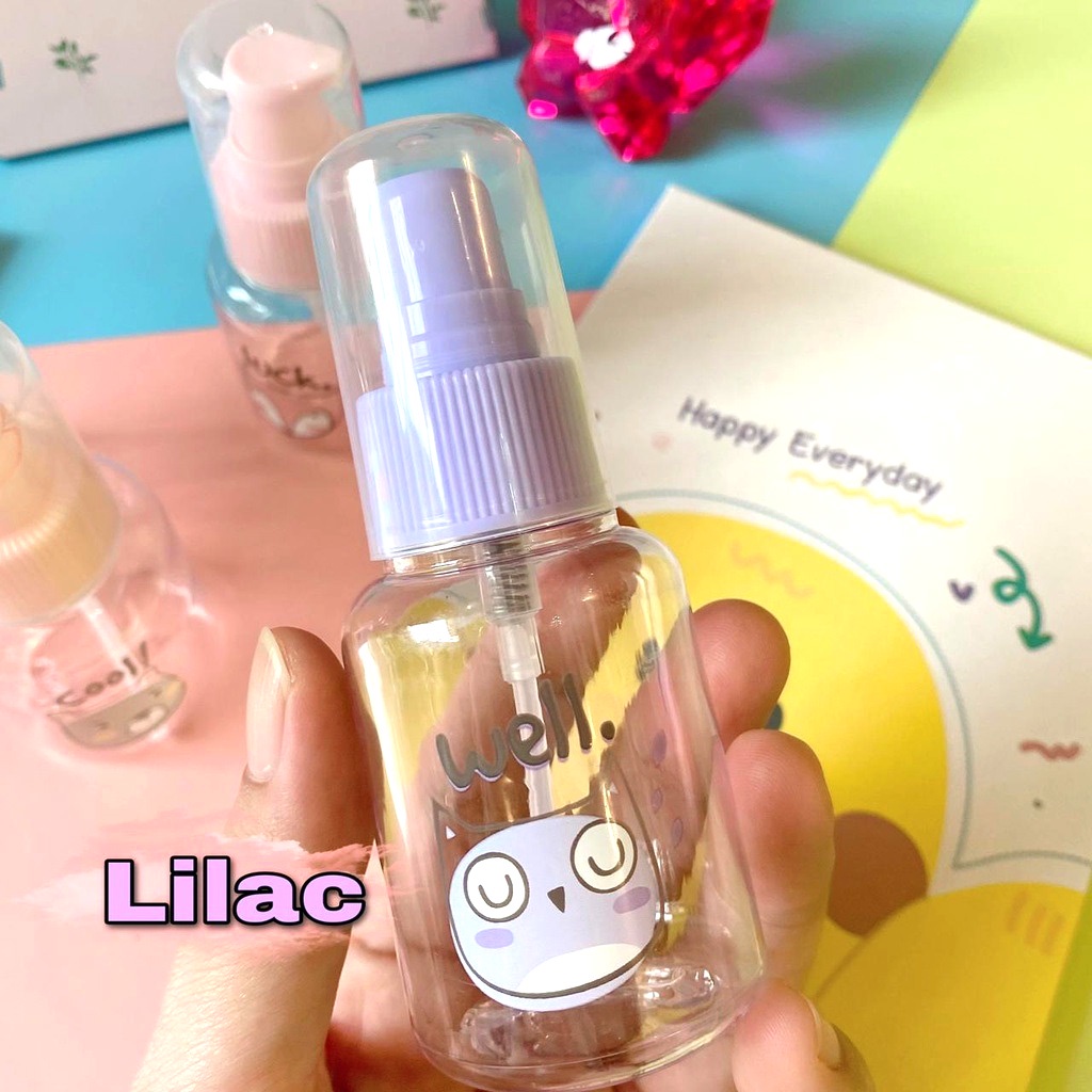 Botol kosong refill isi ulang 30 ml model pump spray transparan travel kit size untuk hand sanitizer parfum shampoo sabun cuci muka dan tangan motif lucu bahan plastik