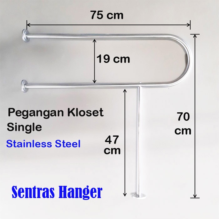 Pegangan Kloset Single, Stainless Steel