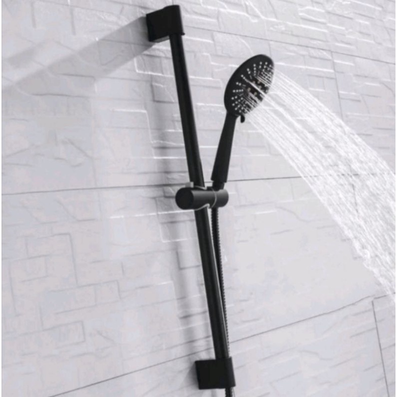 Shower Tiang Stainles Hitam Set - Tiang Shower 3 in 1 Stainles Black - Shower Tiang Kran Bathub Panas dingin Set Shower Tiang Keran Cabang Double 2 lobang