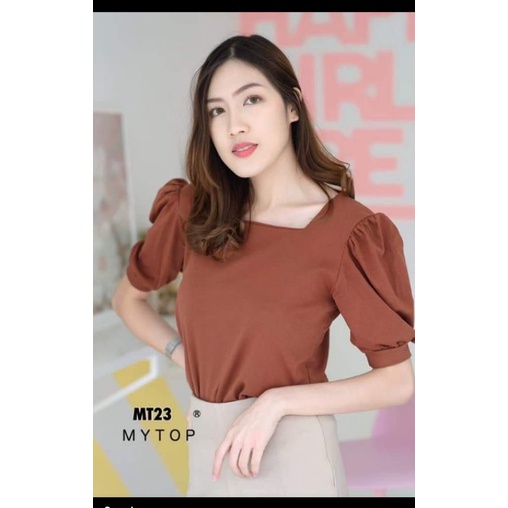 Atasan/Blouse wanita import My top New bangkok bahan katun strect leher kotak