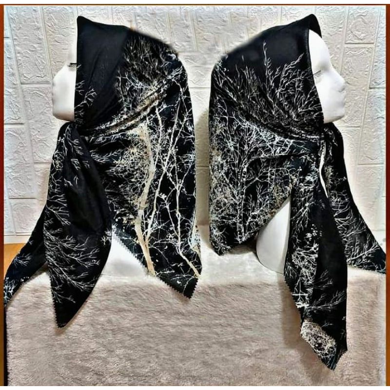 HIJAB SEGI EMPAT MOTIF DEENAY KW HIJAB MOTIF TERBARU AKAR ABSTRAK