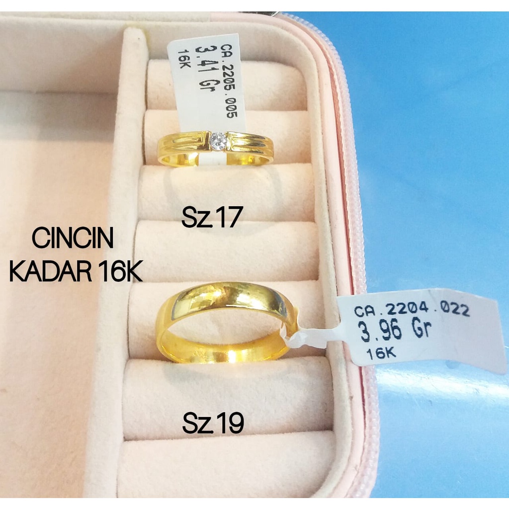 Cincin emas asli kadar 700/16karat mata ad1 polos