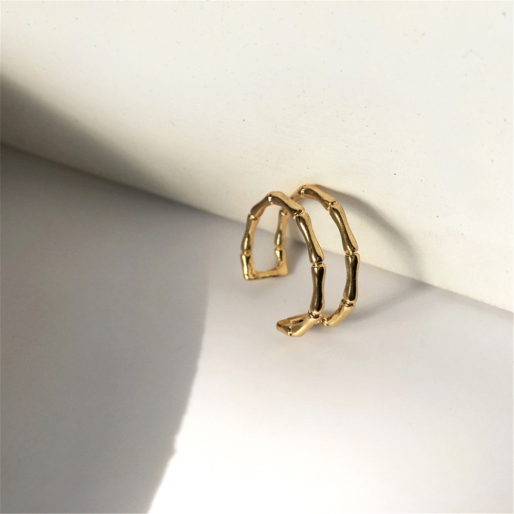 【TERSEDIA &amp; COD】Cincin Jari Telunjuk Desain Bambu Metalik Gaya Simple