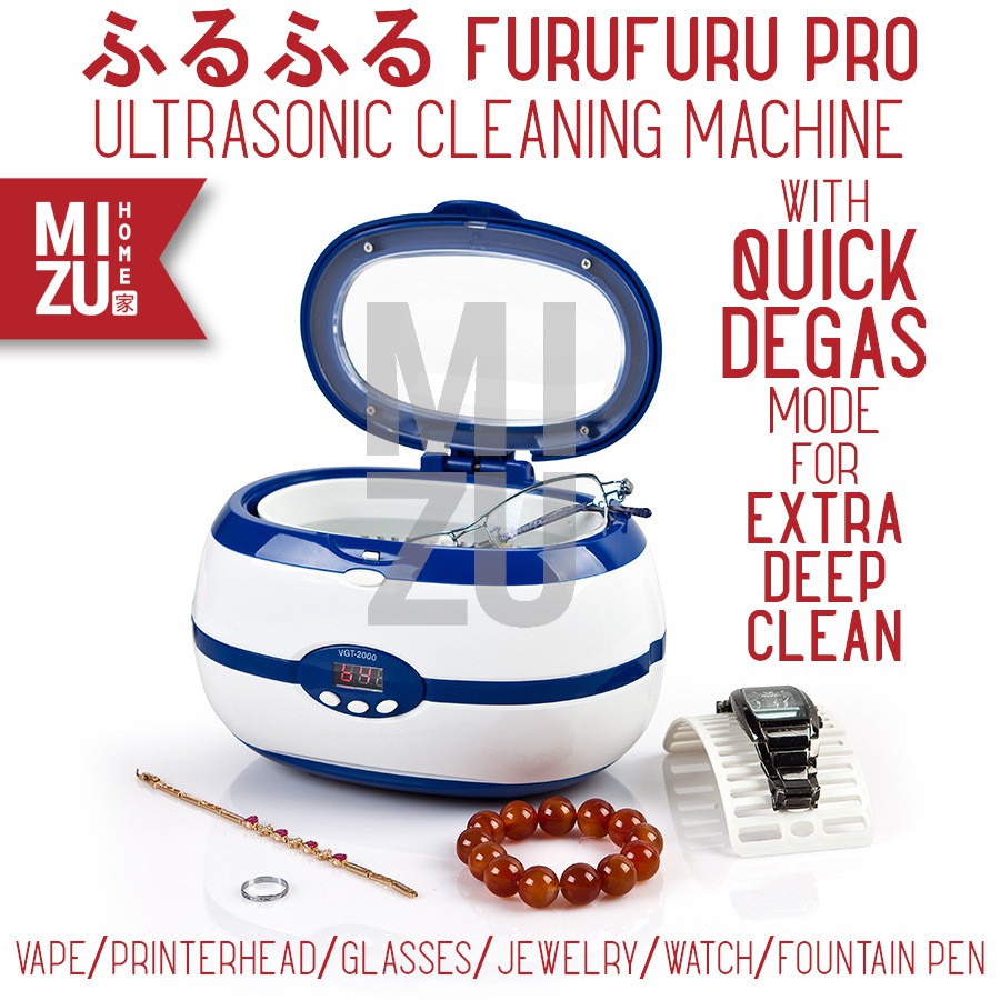 MIZU FURUFURU PRO Pembersih Ultrasonic Cleaner DEGAS Glasses Jewelry Watch Perhiasan Jam Vape