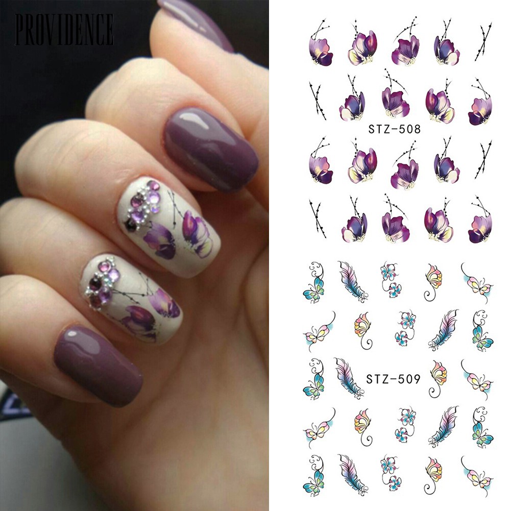 Providence Vintage Flowers Butterfly Water Transfer Art Nail Sticker Manicure DIY Decals