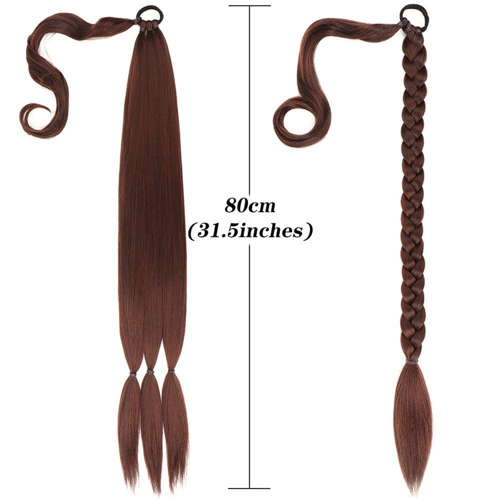 Suyo Kepang Panjang Ponytail Extension 140gram Rambut Sambung Bungkus Lurus Sekitar 31.5 Inch