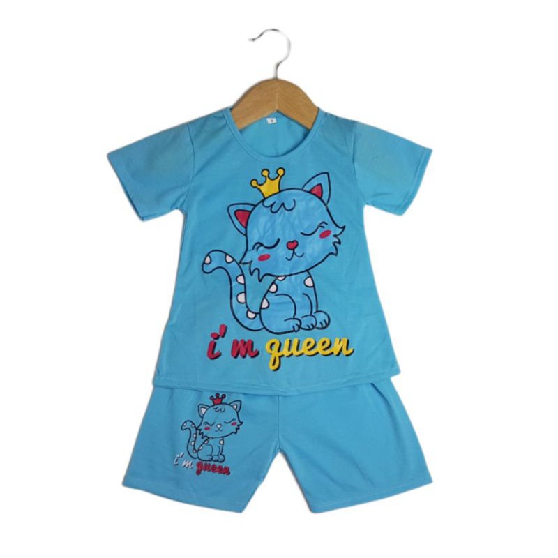 SETELAN BAJU ANAK PEREMPUAN SIKUNING MOTIF I'M QUEEN 206 TAHUN NEW