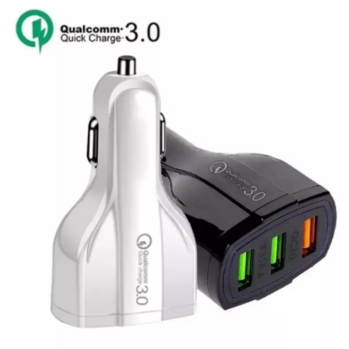 Charger Mobil Fast Charging 3 Port Car Charger Charger Motor Quick Charger Qualcomm 3.0 Casan Mobil