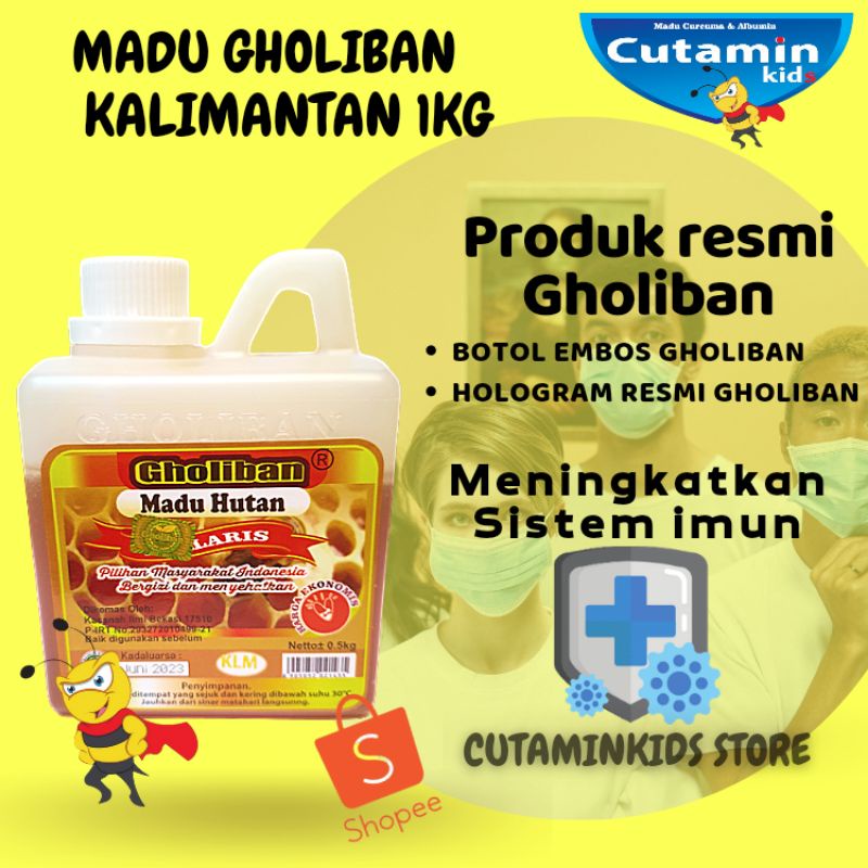 MADU HUTAN KALIMANTAN GHOLIBAN 0.5Kg/500Gr ( BOTOL EMBOSS ) FREE PACKING DUS TEBAL..!!