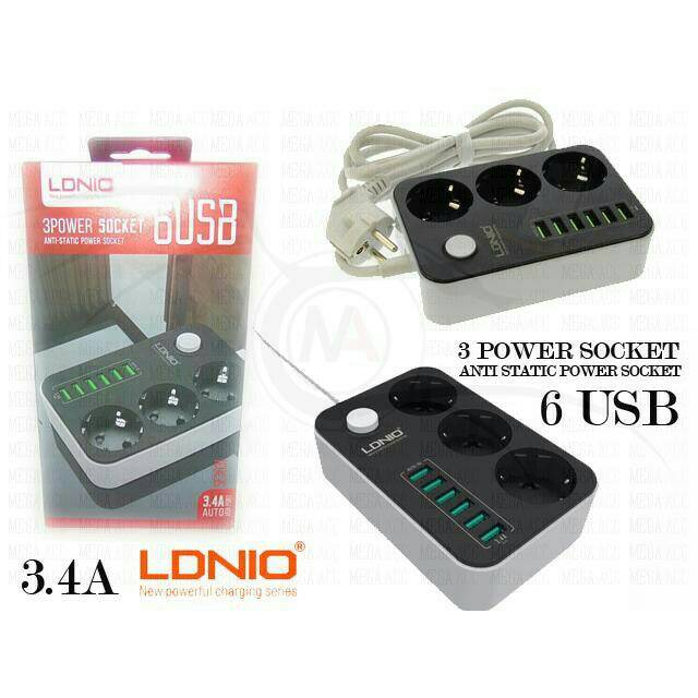 STOP KONTAK/POWER SOCKET LDNIO 6 USB PORT fast charging high Quality