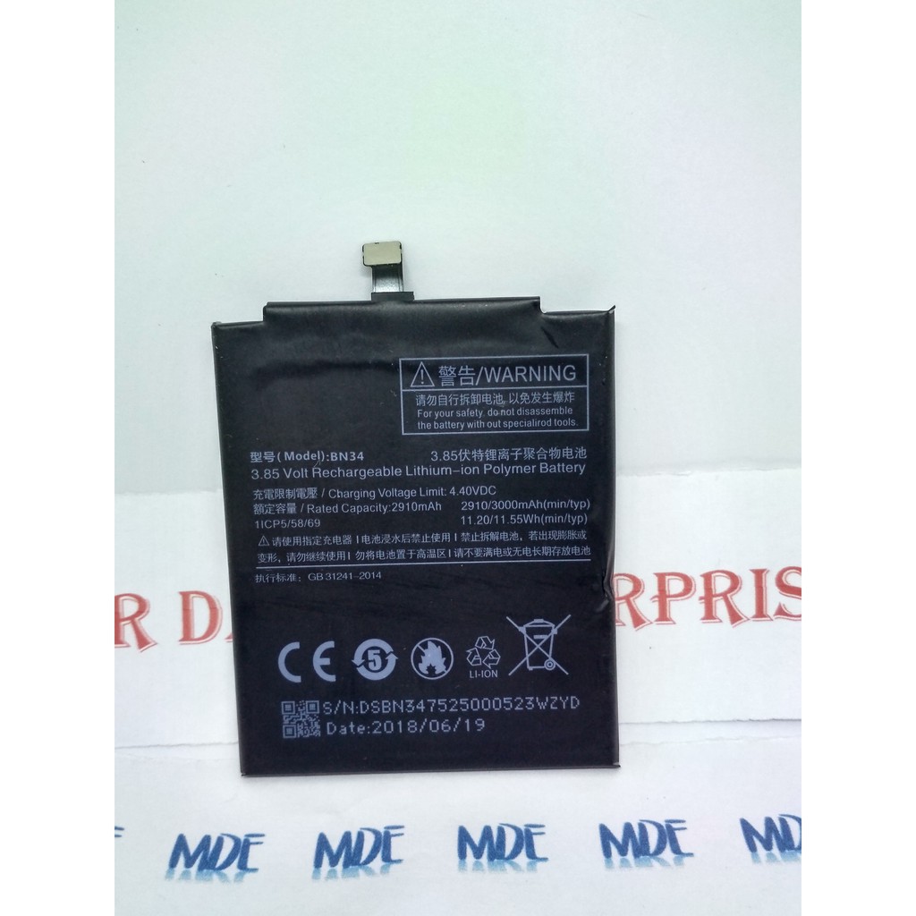Baterai Xiaomi Redmi 5A BN34 BN 34 Original Batre Battery