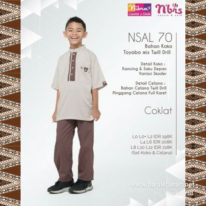 Coklat Lebaran - Koko Anak Nibras Nsal 70 Coklat Milo Set Baju Celana Sarimbit Lebaran