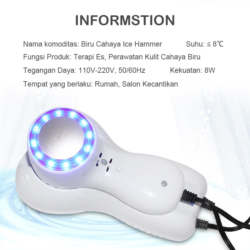 ⭐Garansi⭐Cold Hammer Cahaya Biru PDT Light Ice Cooling Hammer Alat Facial Portable Mengecilkan Pori-pori Menenangkan Kulit Dingin Hammer