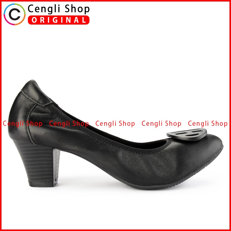 SEPATU HEEL KULIT HUSH PUPPIES HEELS WANITA ORIGINAL ASLI HITAM HW03