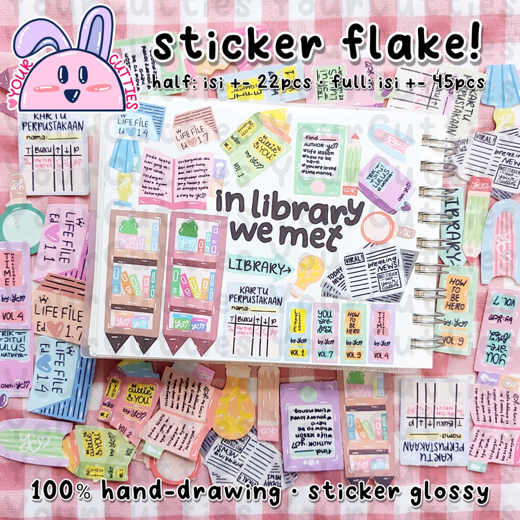 

[FLAKE] STIKER LIBRARY PERPUSTAKAAN DOODLE JURNAL BUJO PLANNER LUCU MURAH