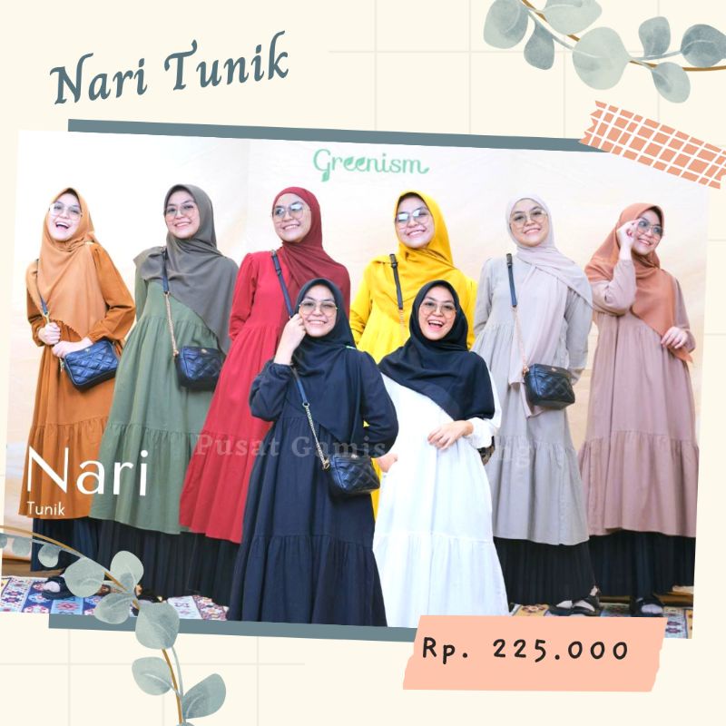 LONG TUNIK TUNIC PANJANG NARI TUNIK BY GREENISM CRINGKLE CRINKLE AIRFLOW WANITA REMAJA TERBARU KEKIN