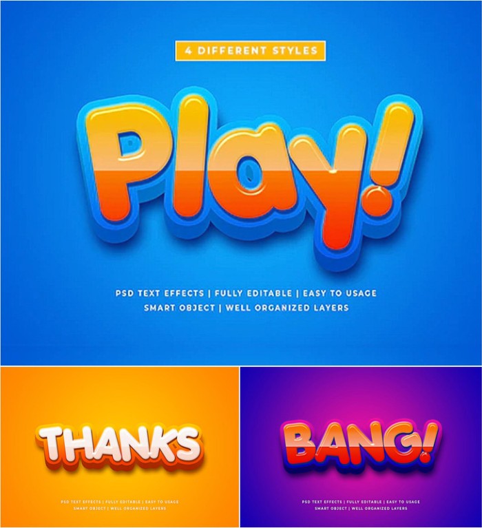 Cartoon Colorful 3d Text Style Effect Mockup - Photoshop