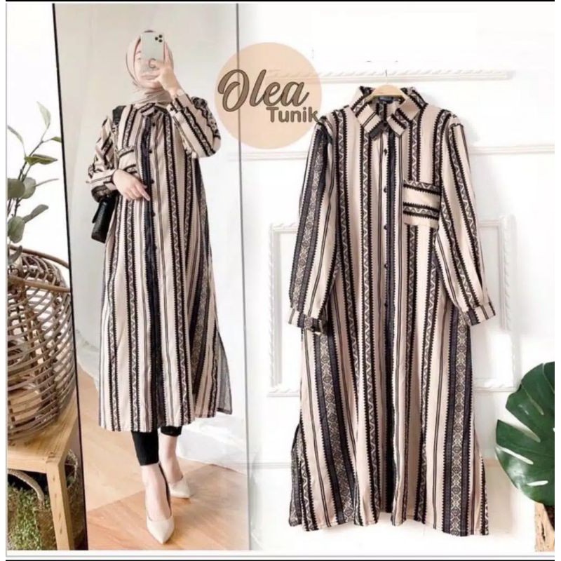 TUNIK OLEA STRIPE KANCING KERAH