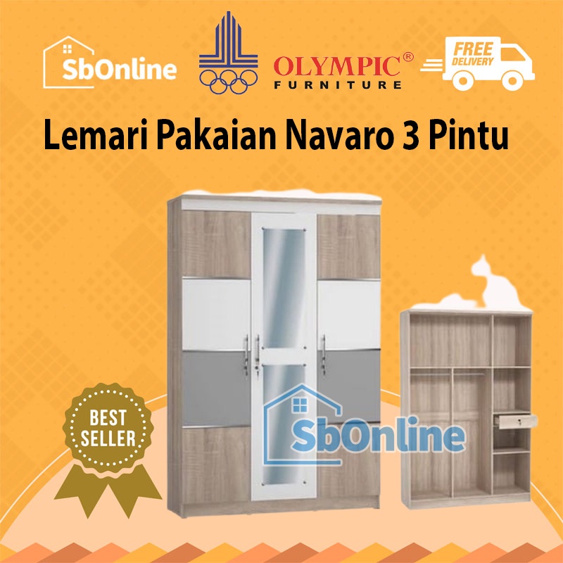 OLYMPIC Lemari Pakaian 3 Pintu - LP Navaro 3P