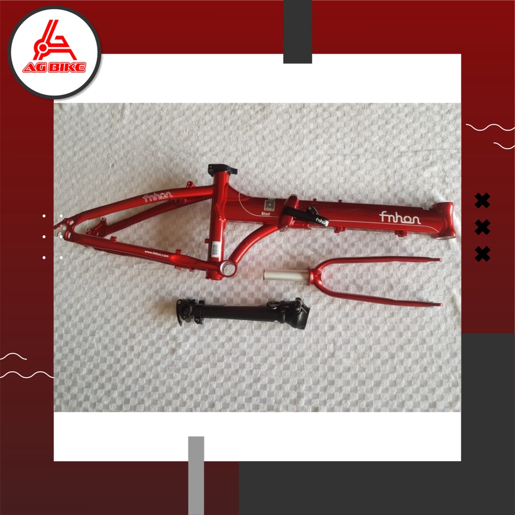 Frame Fork dan Hp Fnhon Blast Merah Alloy Red Handlepost Discbrake 20 22 inch Disc