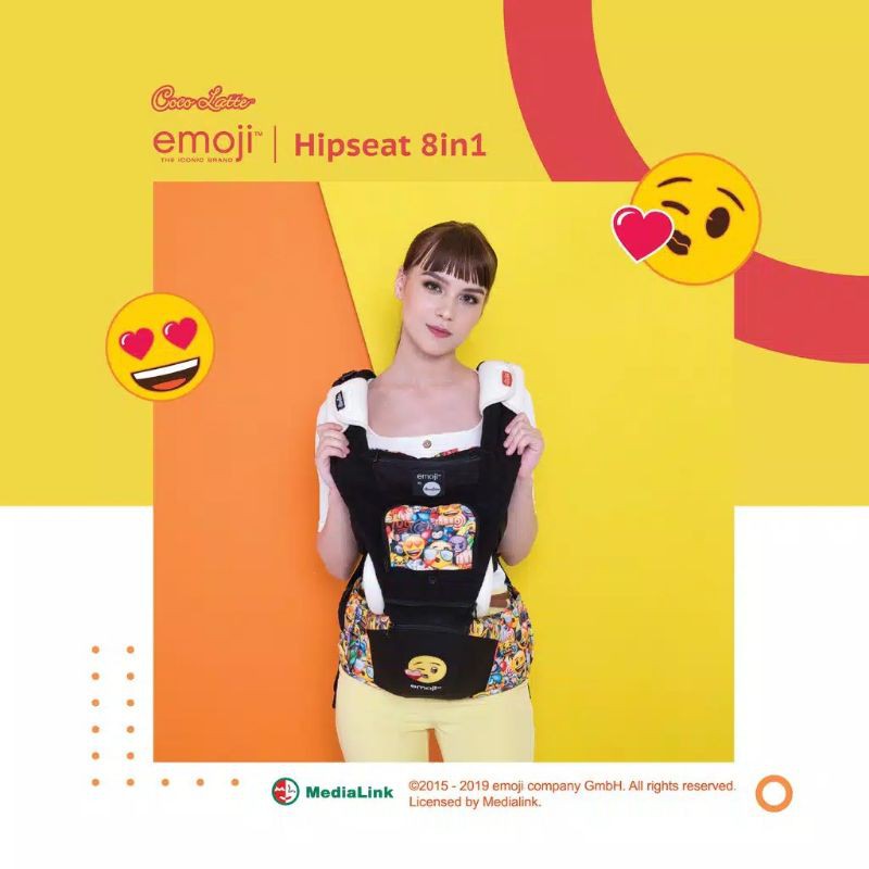 Gendongan Cocolatte Hipseat CL 9182 Full Phases Colorfull+black Emoji