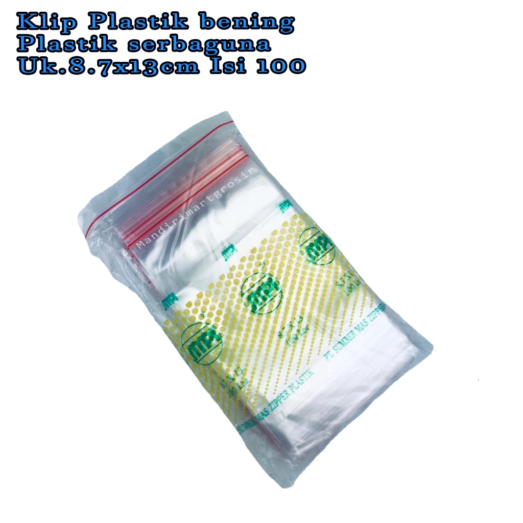 Plastik serbaguna *Klip Plastik bening * Uk.8.7x13cm * Isi 100