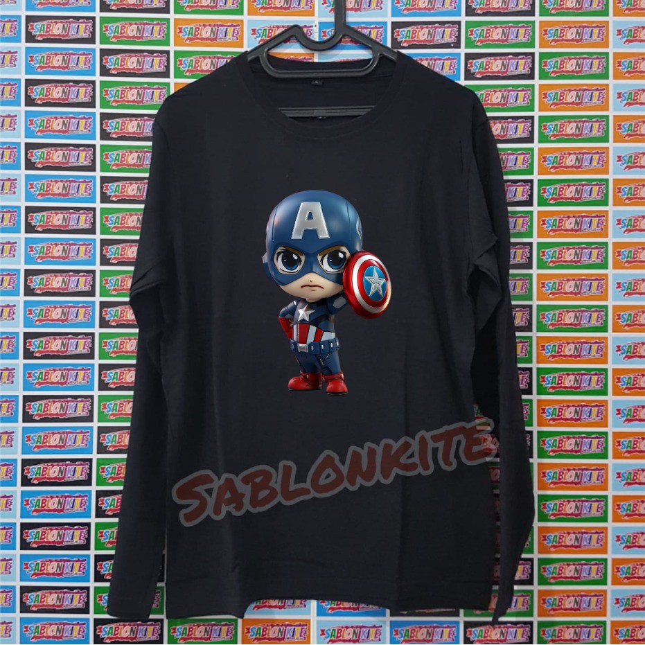 MURAH !!! KAOS SABLON CAPTAIN AMERICA 3 BAHAN KAOS COTTON COMBED 30S