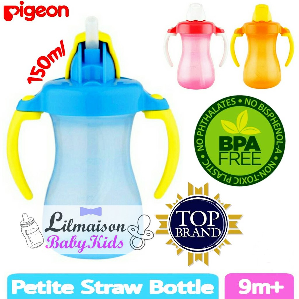 Pigeon Petite Straw Bottle Blue / Pink / Orange 150ml