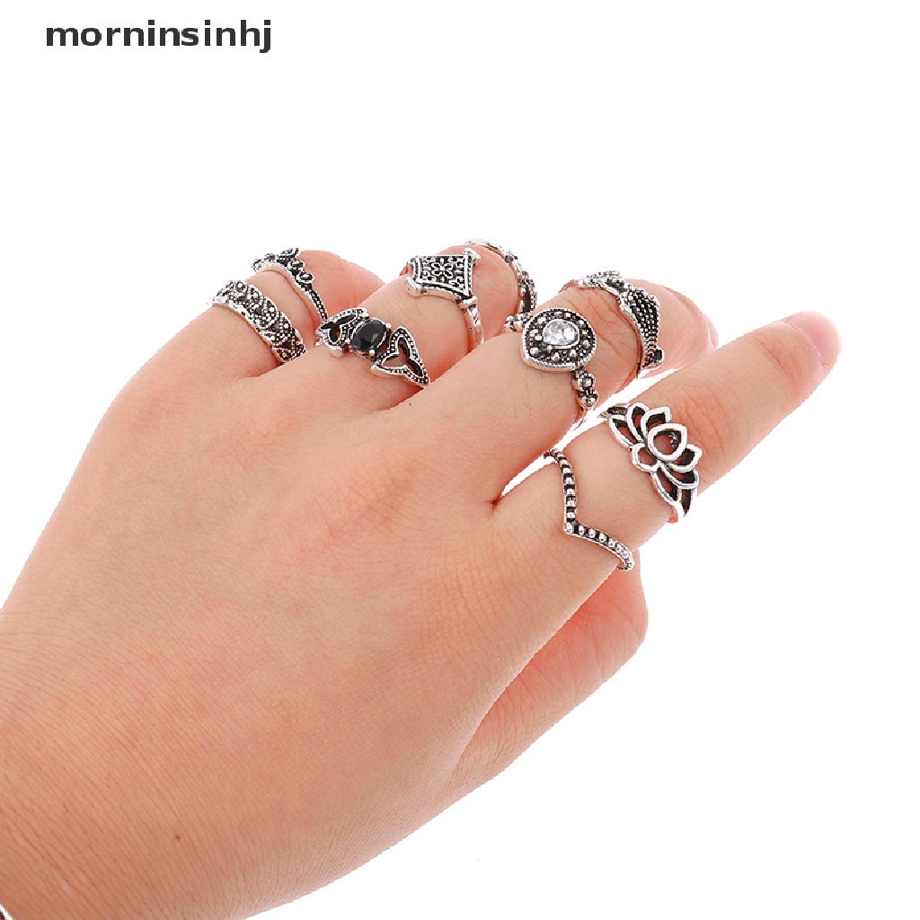 15pcs / set Cincin Knuckle Gaya Vintage Punk Gothic Untuk Wanita