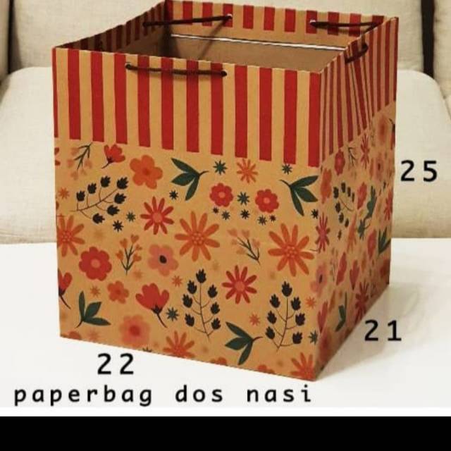 

murah Paperbag Kotak motif bunga batik Kotak nasi Paperbag Kotak Bento paperbag kotak kue isi 12 pcs